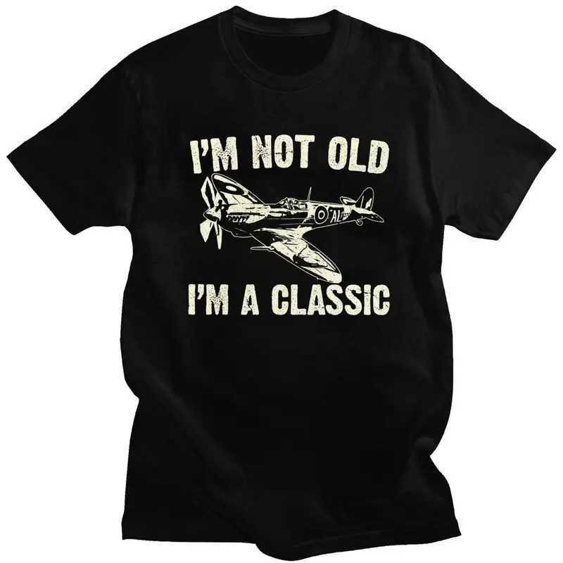 Customized mens airplane Spitfire T-shirt short sleeved cotton T-shirt fighter jet T-shirt World War II pilot T-shirt W241223