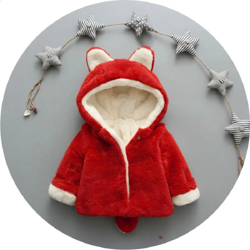 Baby Girls Warm Jackets Boys Hooded Outerwear 0-4 Years Baby Clothing Winter Thick Wool Fur Coat Infant Kids Cute Plush Jacket 241223