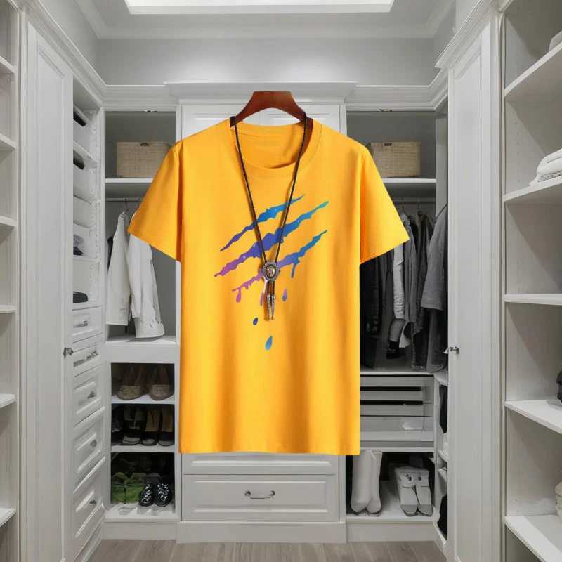 Summer mens cotton T-shirt fashionable casual style street trend personalized short sleeved O-neck daily high-quality clothing W241223