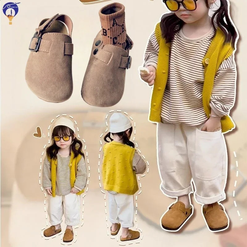 Childrens Fleece Elastic Clogs Baby Boys Girls Plush SlipperPrewalker Winter Warm Soft Sole ShoesAnti-Slippery Footwear 241223