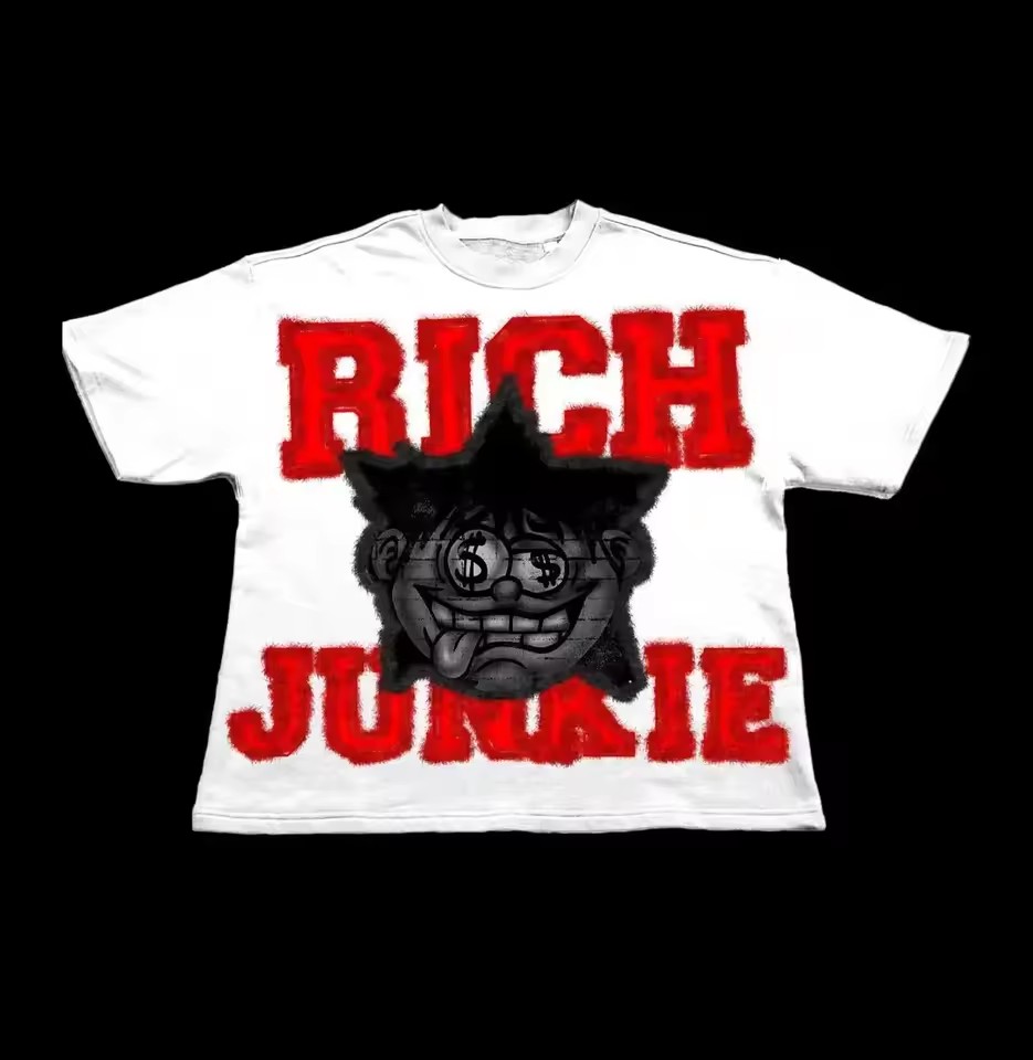 Summer Street Trend Harajuku Hip-Hop Short Sleeve Graphic T ShirtsAmerican Gothic Dark Y2K English Graffiti Print T-shirt Men's
