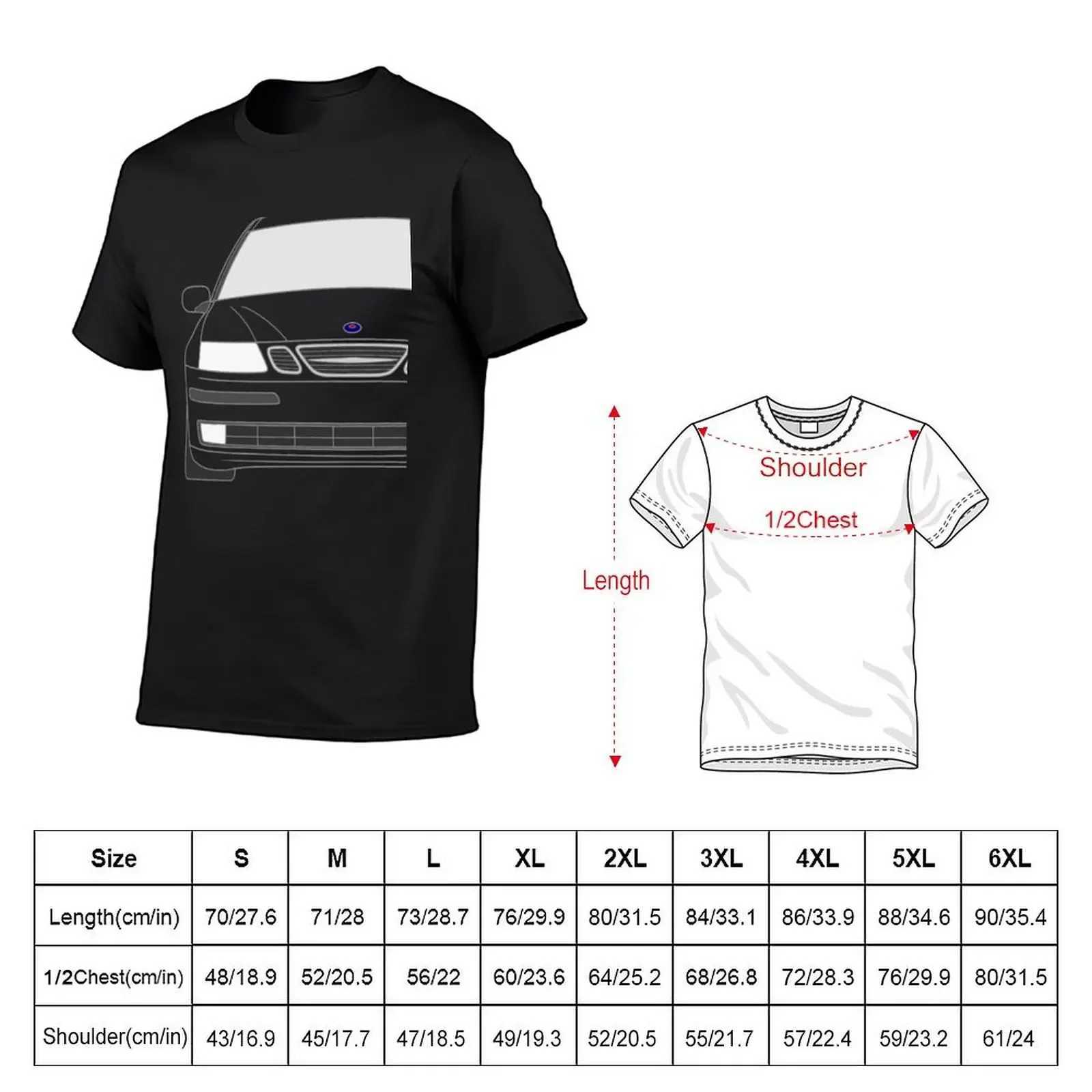 Saab 9-3 2003-204 Color T-shirt Graphic T-shirt Aesthetic Clothing Solid Color Mens T-shirt W241223