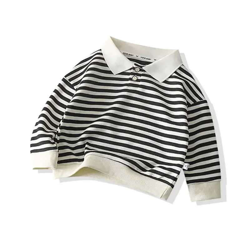 Boys polo shirt autumn childrens winter top long sleeved childrens T-shirt striped girls shirt baby T-shirt toddler clothing W241223