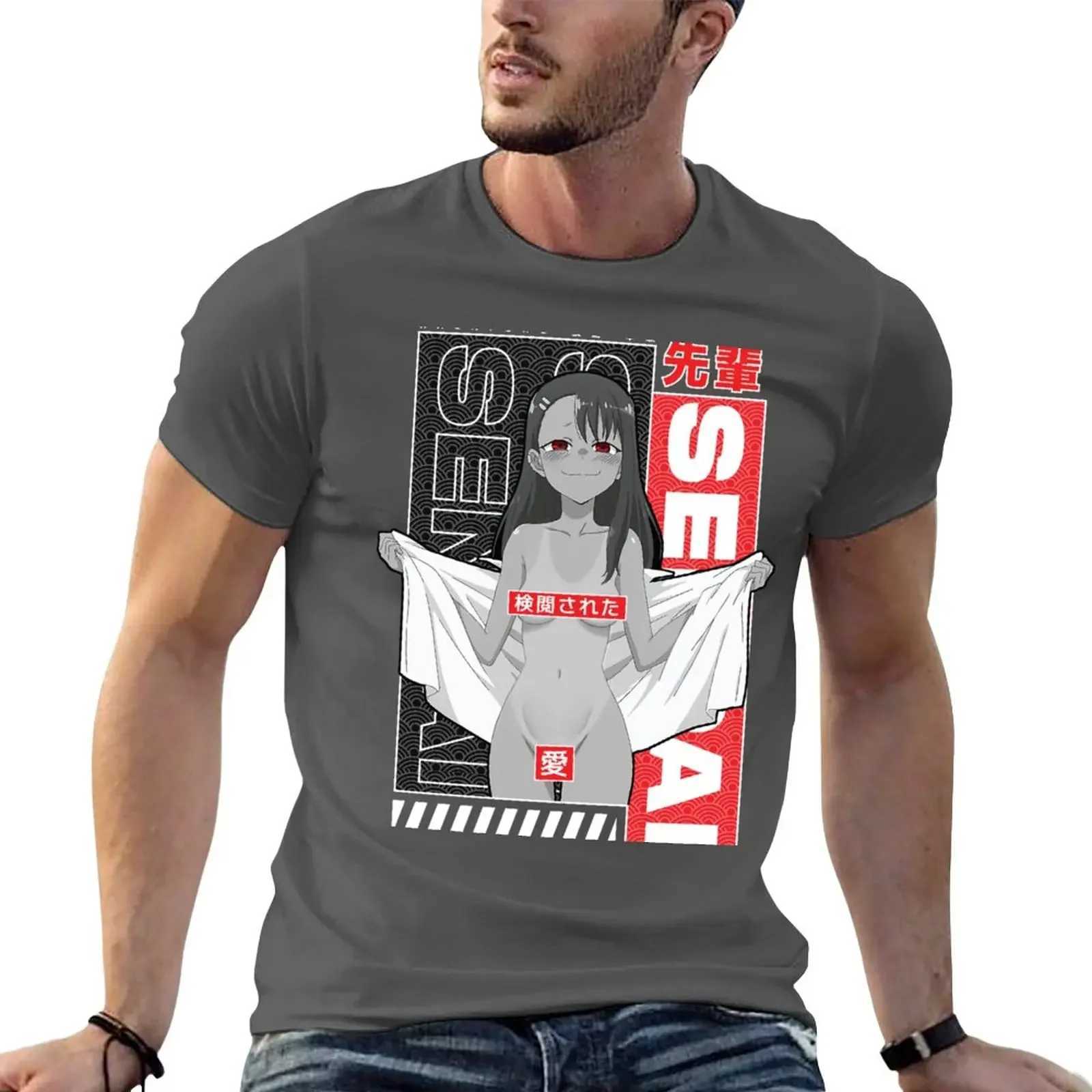 New fashion heavyweight hot selling Nagasaki smile T-shirt solid color T-shirt oversized anime plus size top mens exercise shirt W241223
