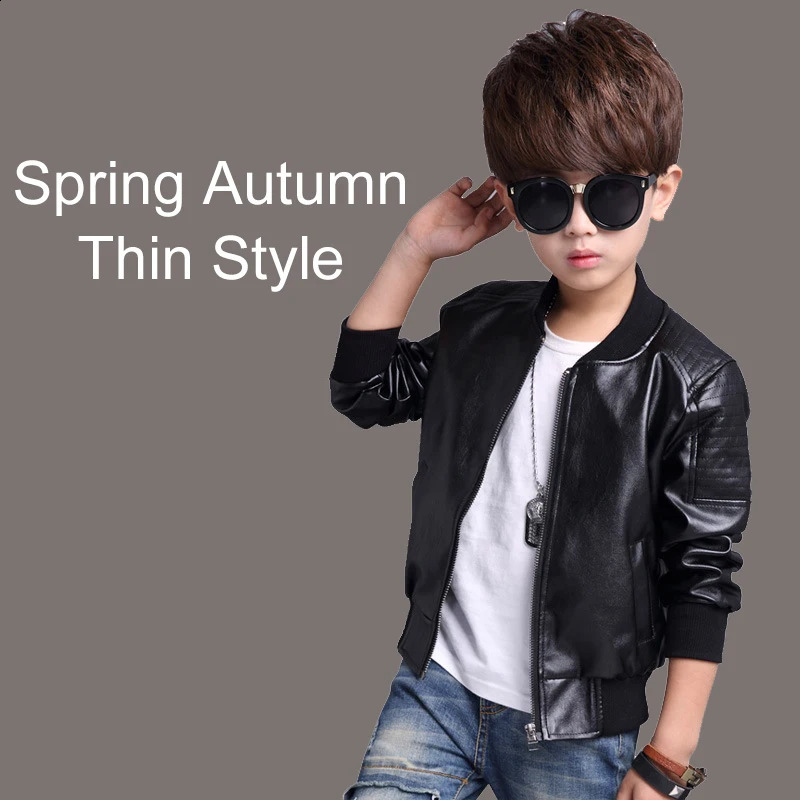 Plus Velvet Warm Autumn Winter Leather Jacket For Boys Coat Fashion Waterproof Children Outerwear 2-13 Year Teenage Kids Clothes 241223