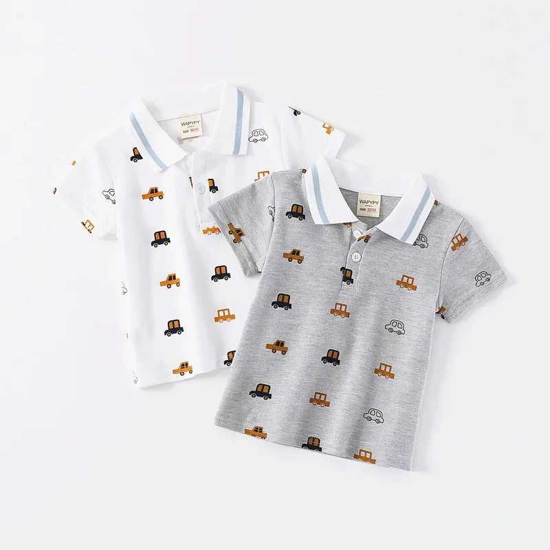 New childrens short sleeved T-shirt boys car printed polo shirt summer fashion breathable cotton 3-8 years old 2 colors W241223