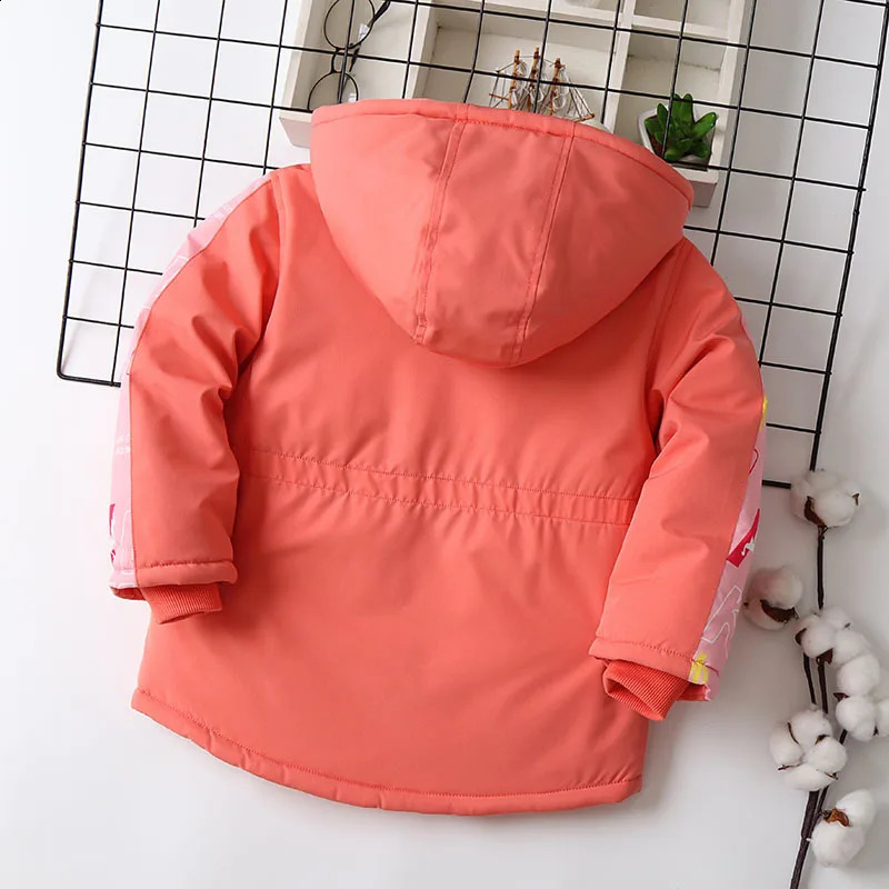 Autumn Winter Children Girl Jacket Coat Waterproof Hooded Plus Velvet Warm Girl Outerwear 4-14 Year Kids Teenage Girl Parkas 241223