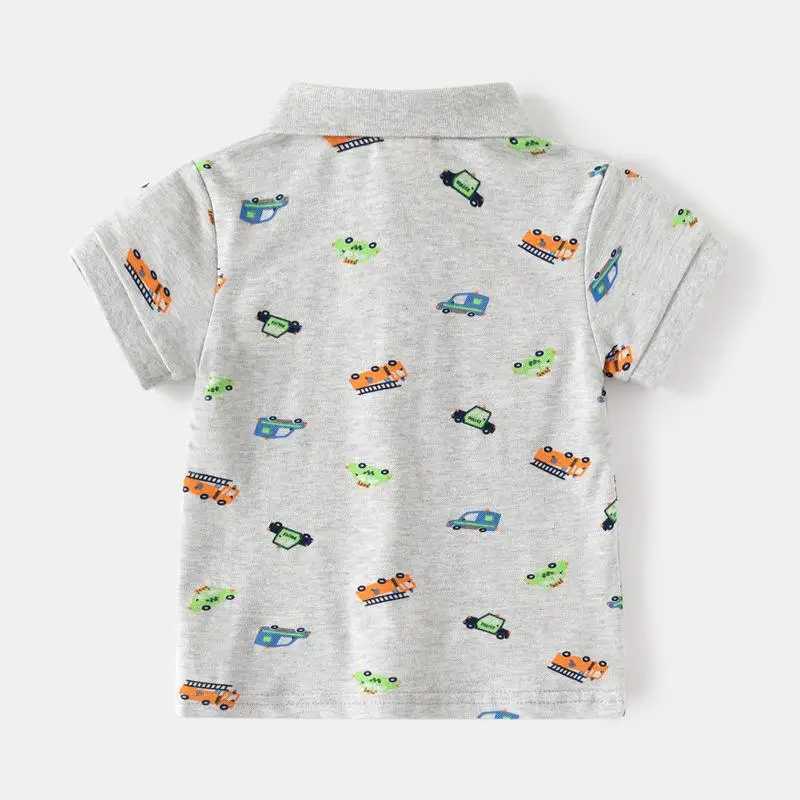 Clibeso 2024 New Childrens Summer Boys Polo Shirt Loose Short Sleeve Zipper Top Childrens Casual T-shirt Grey W241223