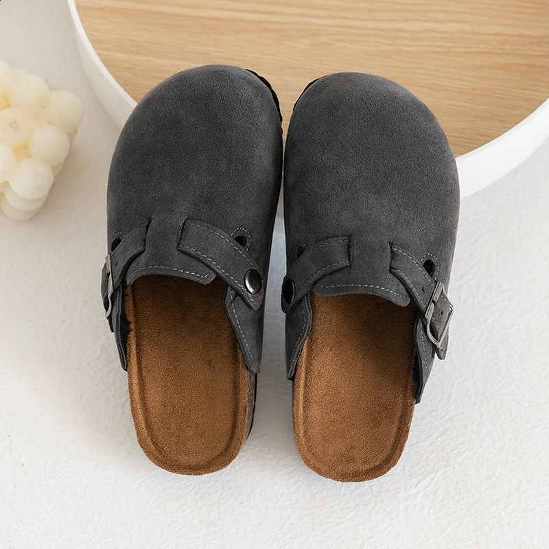 Matte Cotton Fashion Casual Medium-sized Boys and Girls Slippers One-leg Baotou Half Slippers Girls 241223