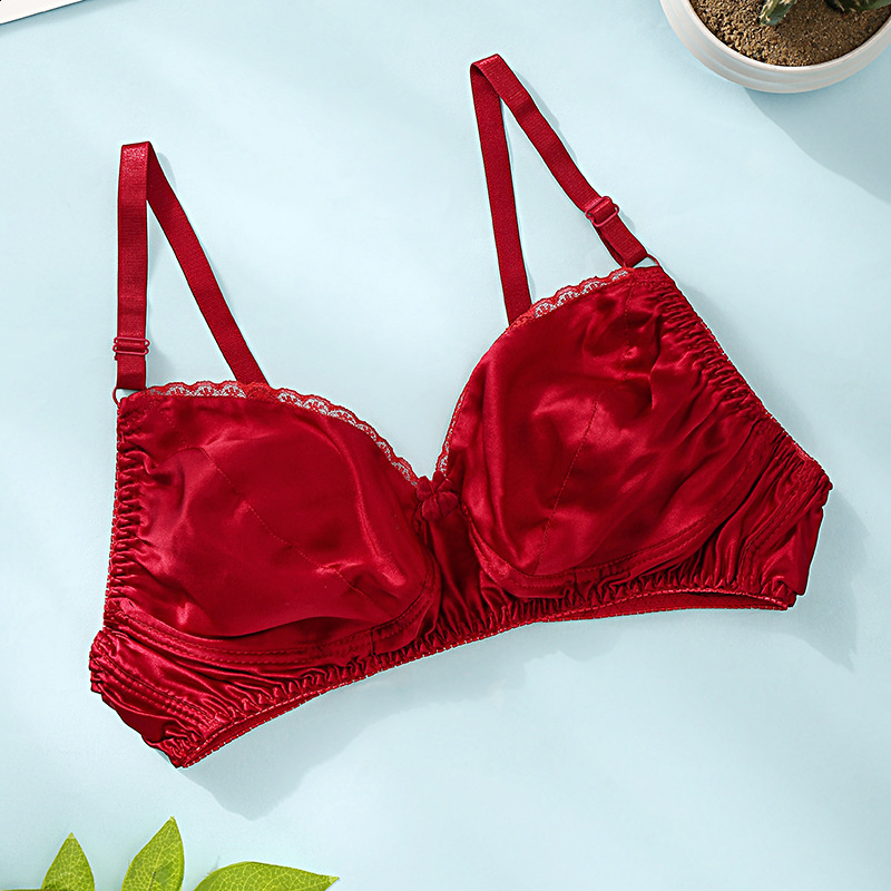 Thin silk bra double-sided mulberry silk bra seamless bra womens plus size breathable bra no sponge no steel ring 201202