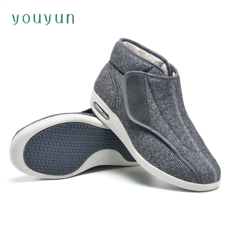 Winter high top leisure shoes for the elderly Super wide mens diabetes shoes Adjustable elderly upright walking shoes 241223