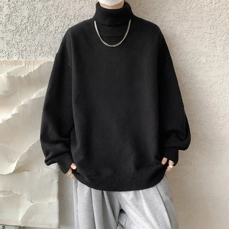 Large mens turtle neck sweater with inert style white knit autumn trend cashmere latte 8XL 7XL 6XL 5XL 241223