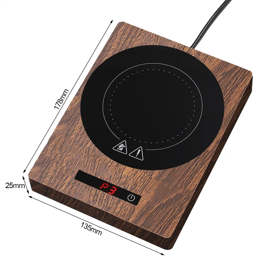 200W Cup Heater Mug Warmer 100°C Tea Makers Warmer Coaster 5 Gear Temperature Cup Heaters Coffee Milk Tea Heating Pad 220V 241223