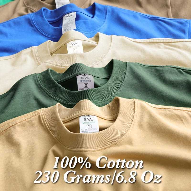 High quality 100% pure cotton mens T-shirt short sleeved plain heavy top solid ultra-fine T-shirt for women high-quality hip-hop clothing W241223