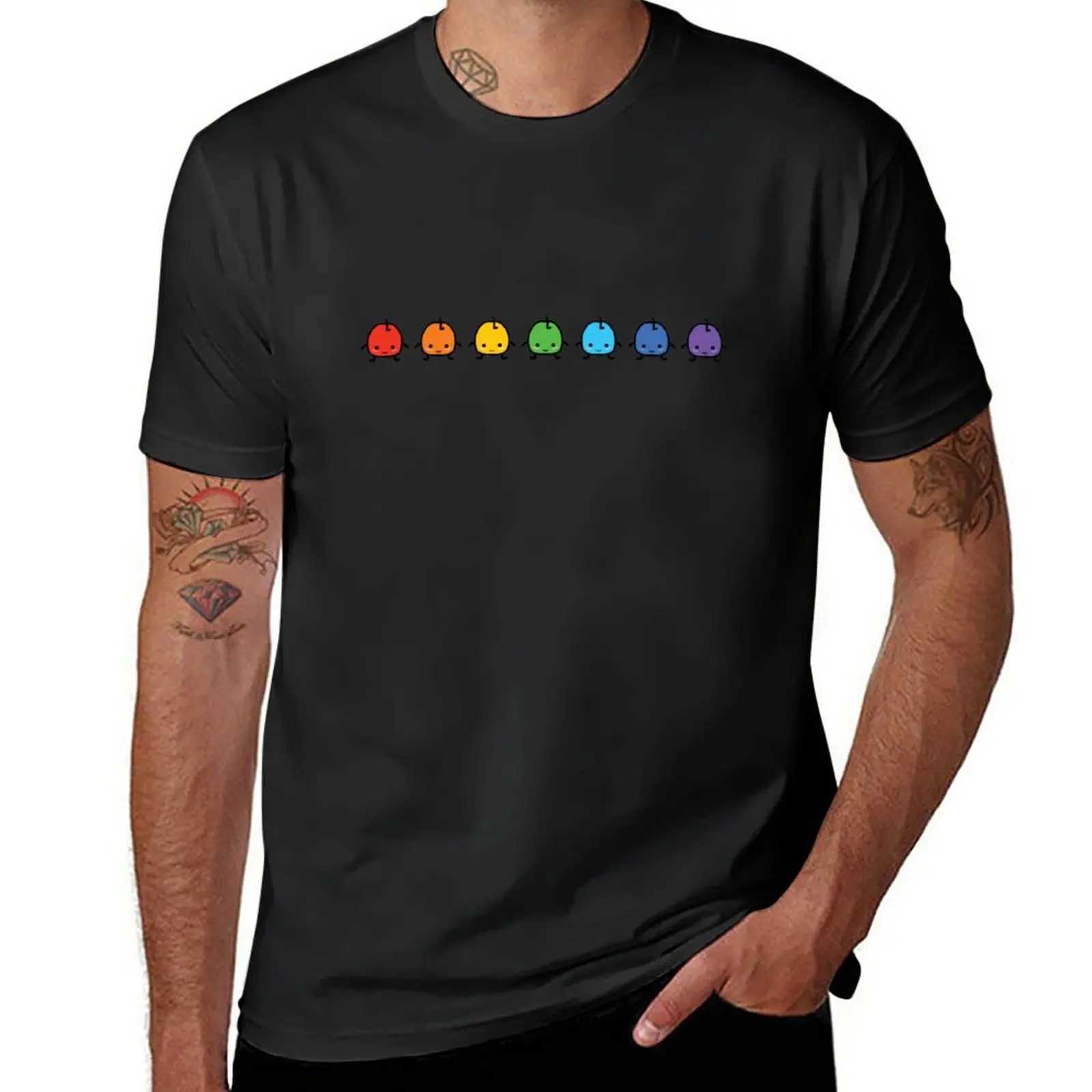 New Rainbow Junimo Stardew Valley T-shirt Black T-shirt Aesthetic Clothing Regular T-shirt Short sleeved T-shirt Mens W241223
