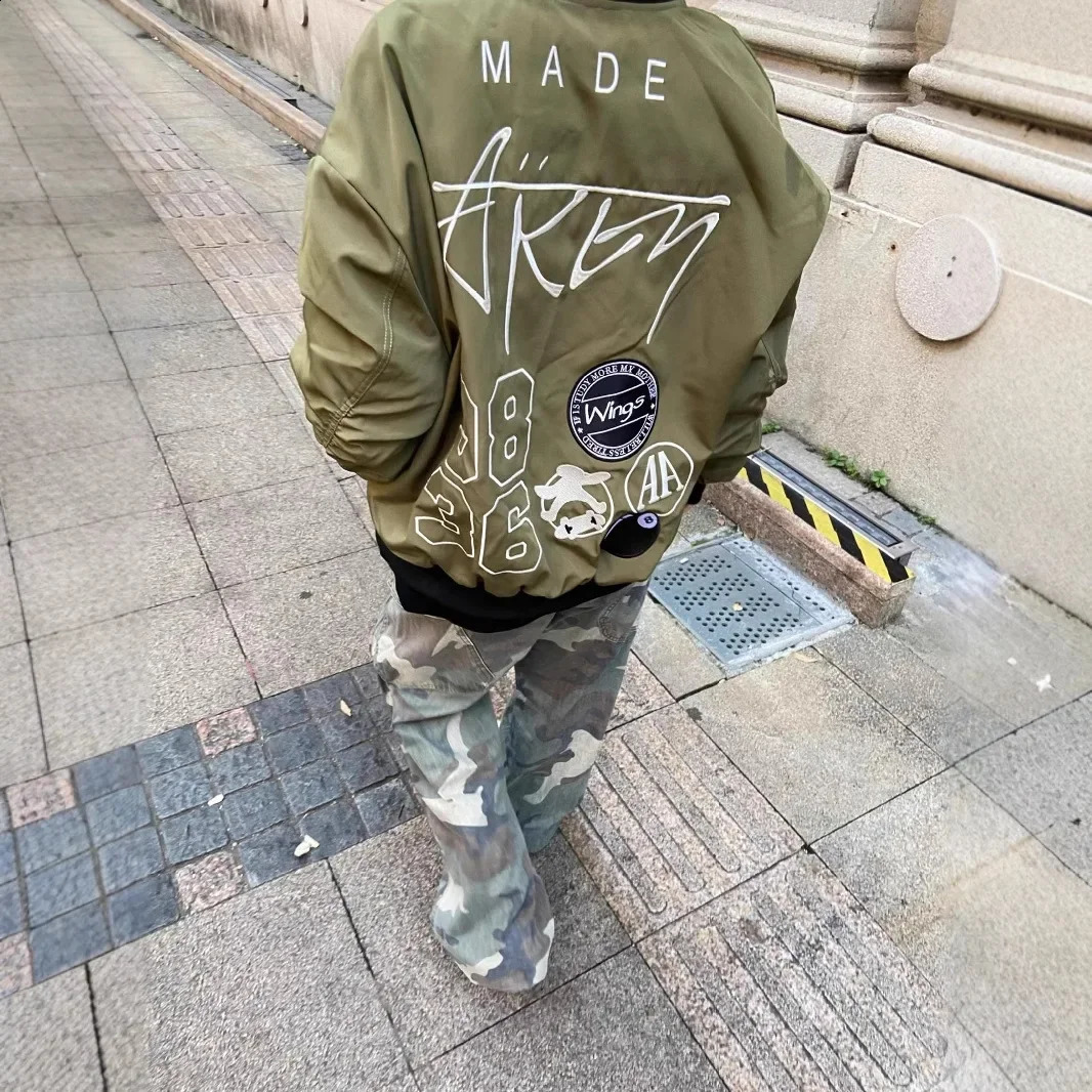 Vintage American Style ed Mens And Womens Loose Fit Versatile Aviation Jacket Niche n Sensibility Trendy Basebal 241224