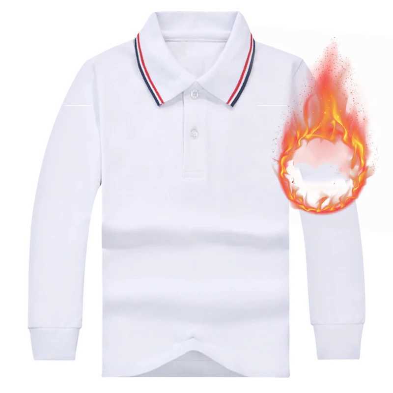 Winter Warm Childrens Boys Clothing Wool Long sleeved Polo Shirt Fashion Youth White Sports Polo Girls Collar Clothing W241223