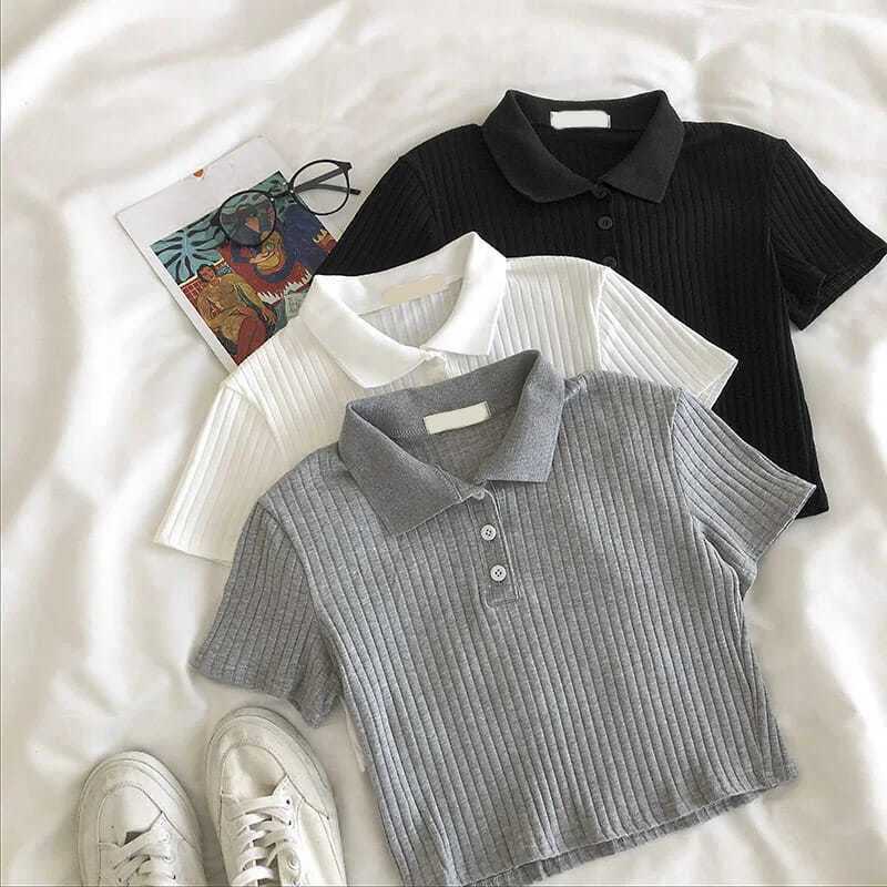 Summer childrens solid color polo shirt cool and fashionable sports T-shirt girls lapel casual and comfortable half sleeve 4-13y W241223
