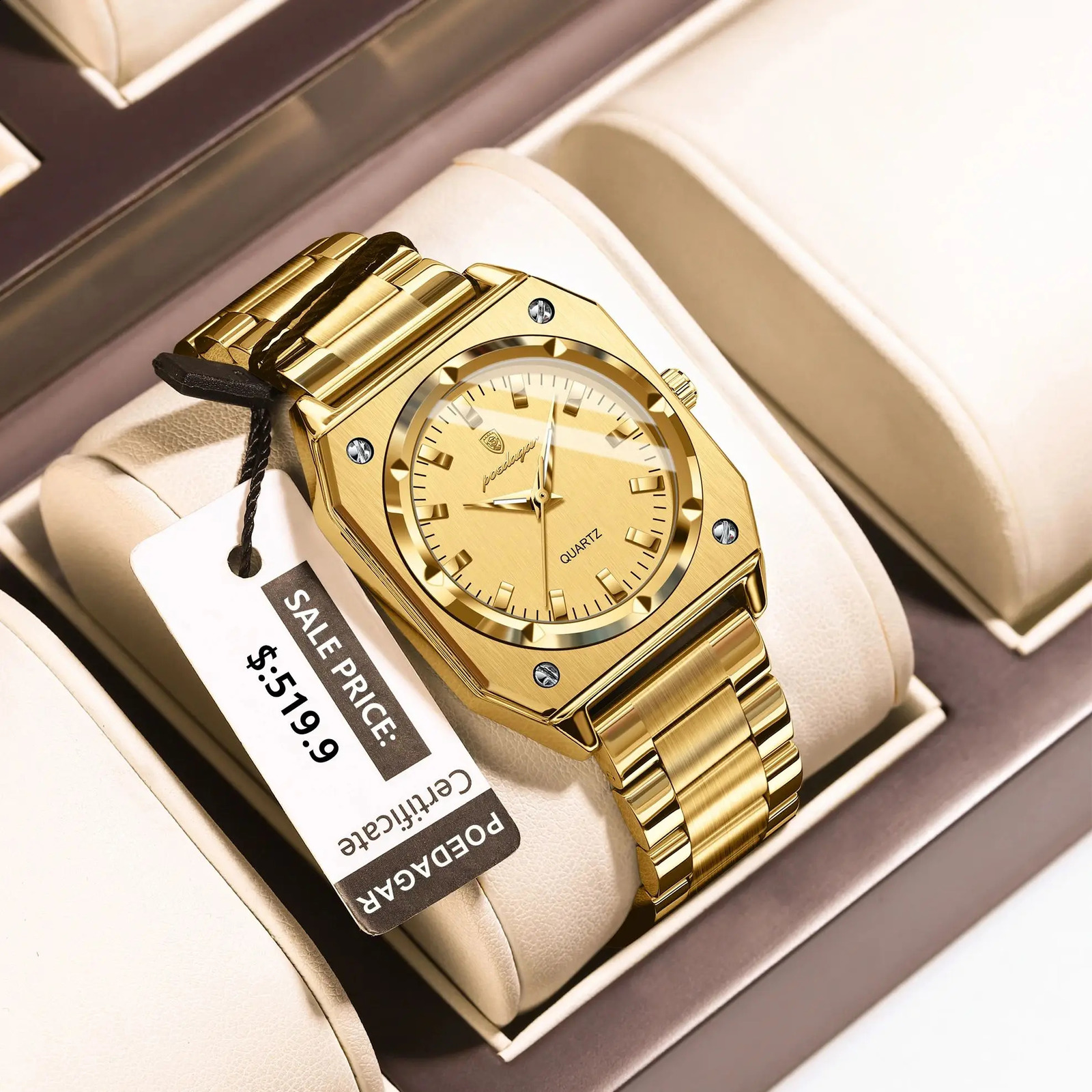 POEDAGAR Luxury Elegant Square Ladies Watch Waterproof Luminous for Woman Stainless Steel Quartz Womens Watches Relojbox 241220