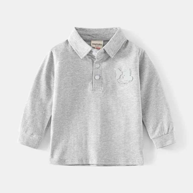 Childrens decal long sleeved T-shirt for spring and autumn boys loose casual polo shirt breathable cotton suitable for ages 3-8 W241223
