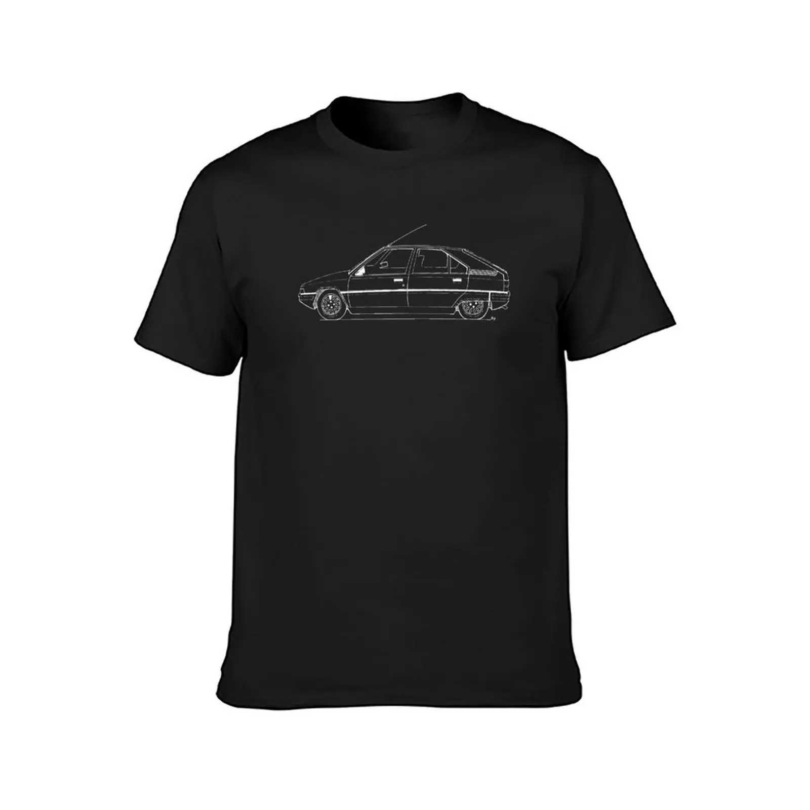 Citroen BX - White Thread T-shirt Fashion Clothing Black Cute Clothing Mens Plain T-shirt W241223