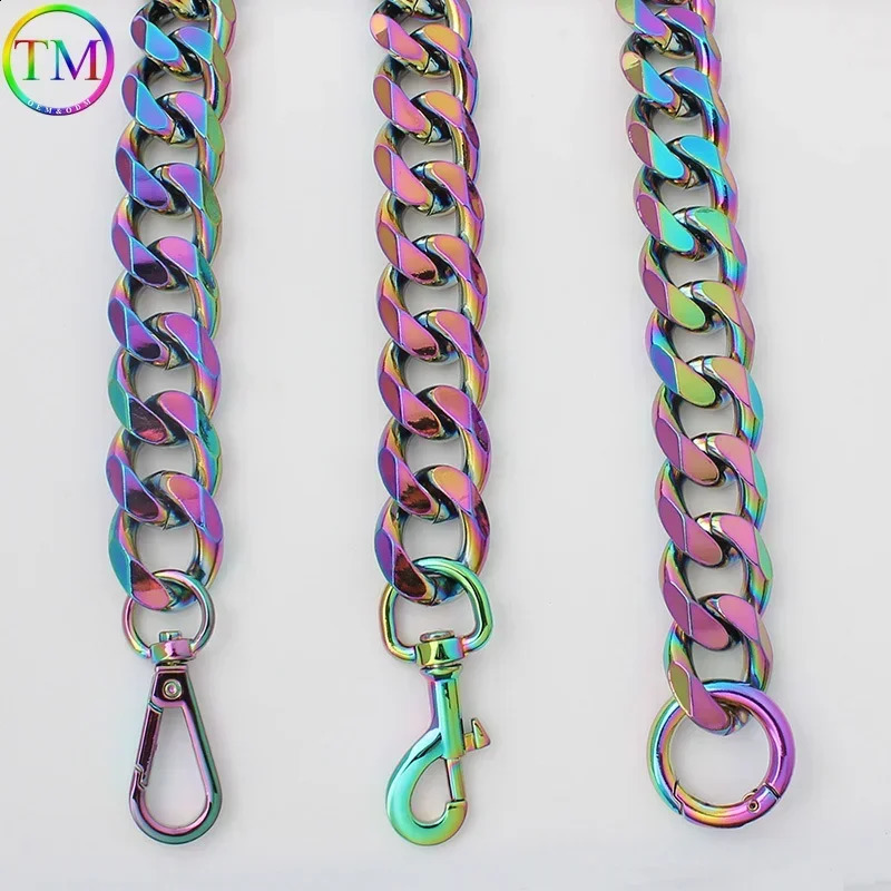 1-3 pieces of 30-100cm rainbow thick circular aluminum chain durable metal snap fasteners used for wallet chain bags and wallet accessories 241223