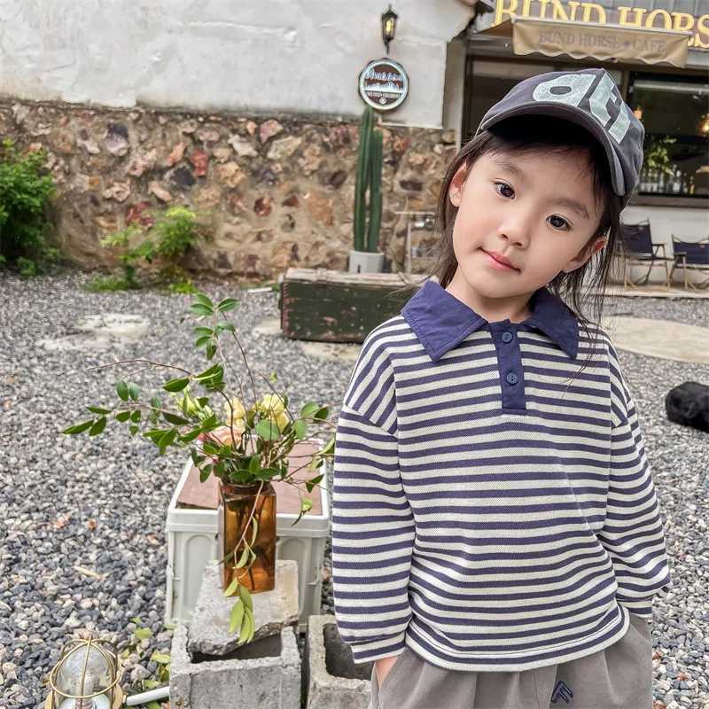 2018 Spring New Childrens T-shirt Fashion Stripe Contrast Color Collar Boys and Girls Polo Shirt Cotton Top W241223