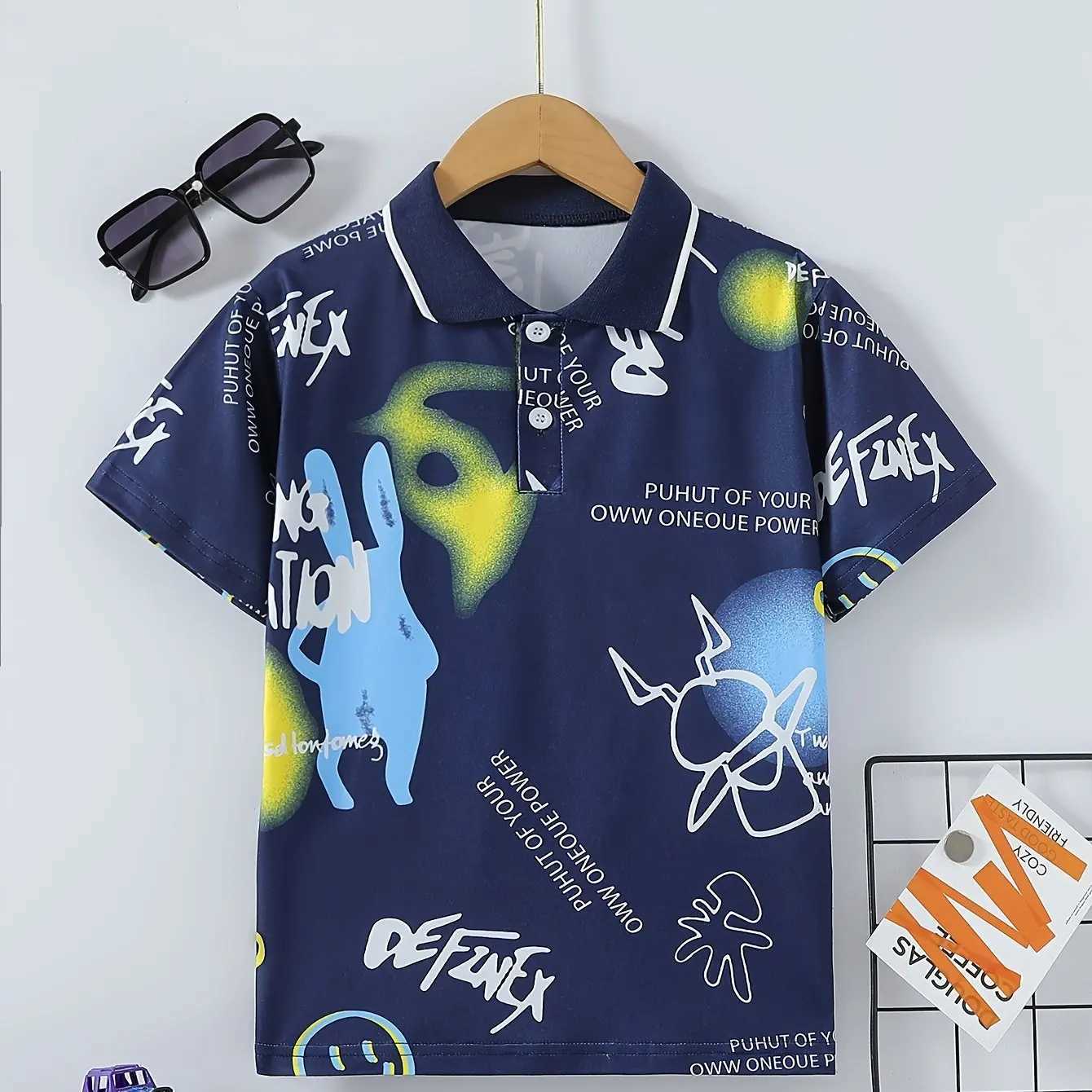 Childrens Polo Fashion 3D Printing Leisure Holiday Sled Boys Shirt Top Summer and Spring Outdoor Boys Polo Shirt Clothing W241223