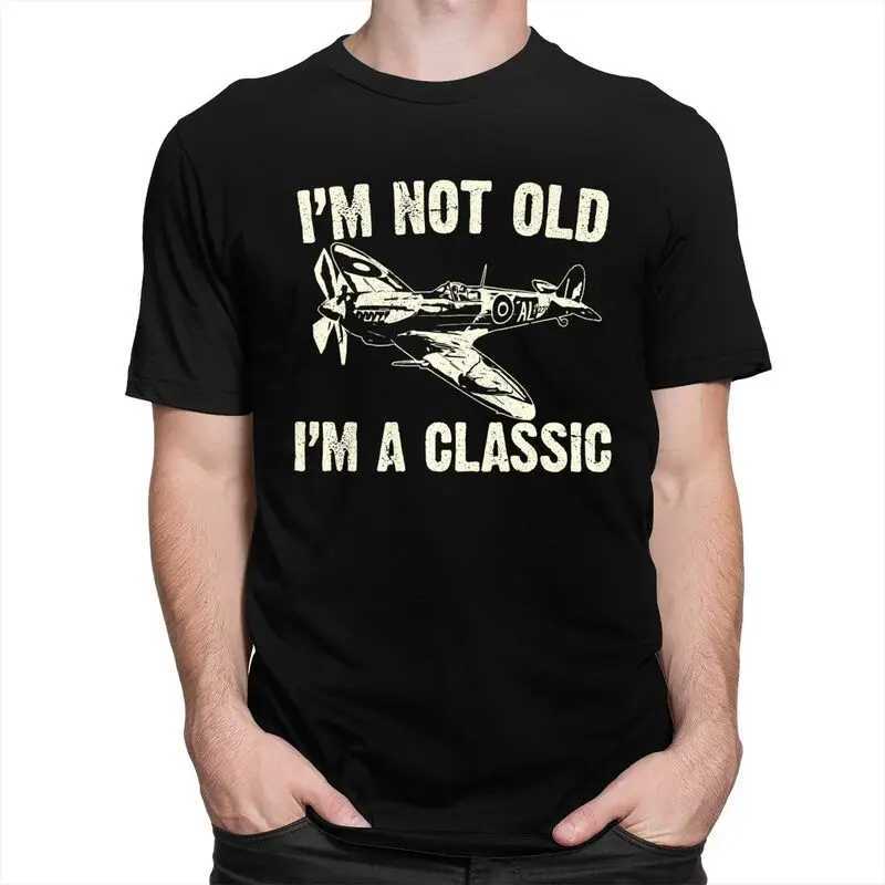 Customized mens airplane Spitfire T-shirt short sleeved cotton T-shirt fighter jet T-shirt World War II pilot T-shirt W241223