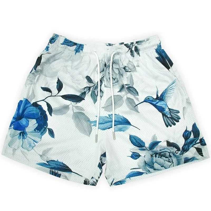 Summer New Shorts Rose Design Casual Shorts Street Hip Hop Fitness Polyester Quick drying Breathable Embroidered Mens Shorts W241223