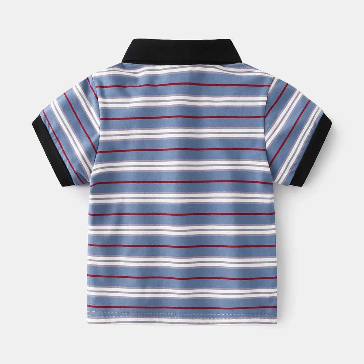 Childrens T-shirt soft boys clothing boys polo shirt short sleeved summer striped childrens top 90-130 cm W241223