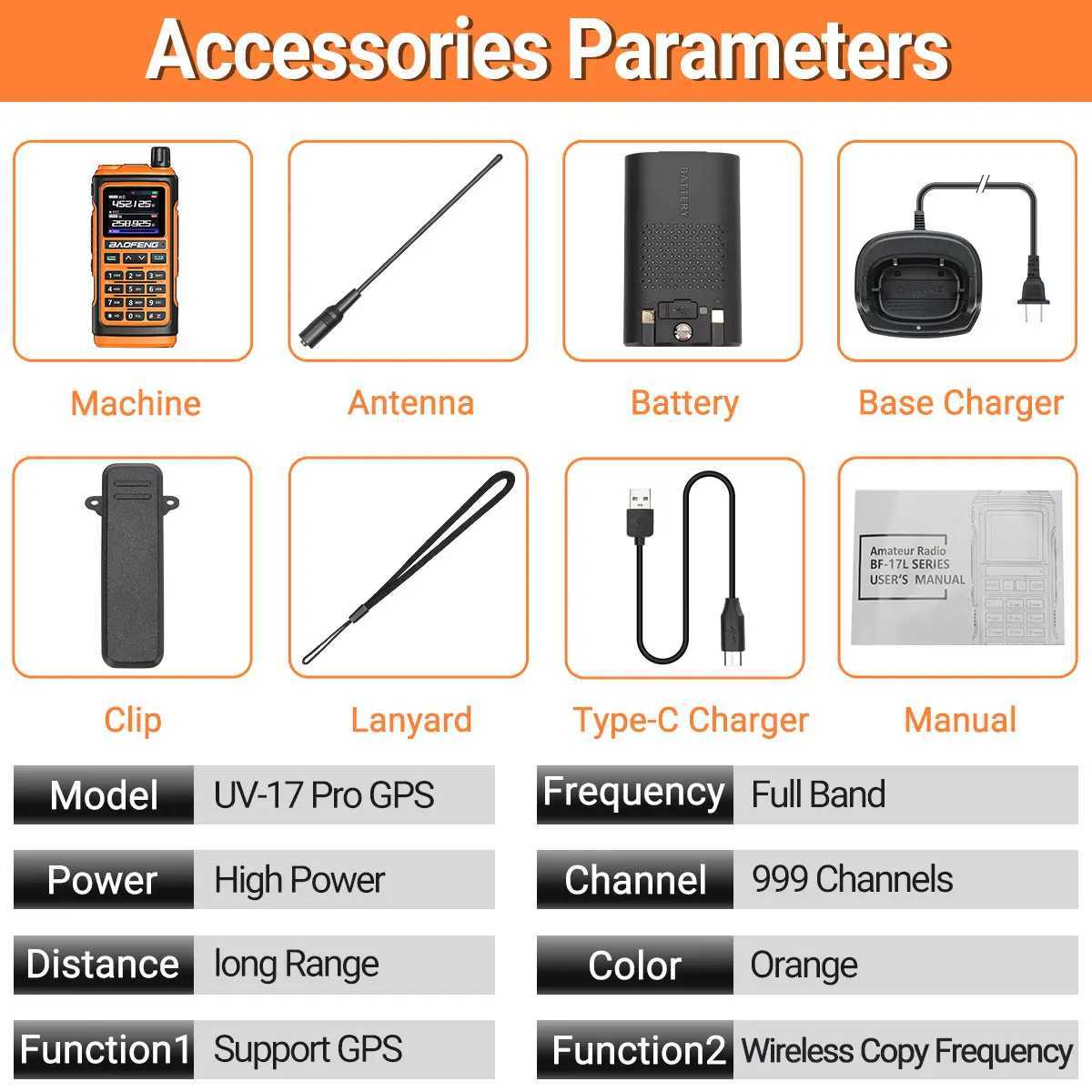 Baofeng UV-17 Pro GPS Walkie Talkie Air Band FM Long Range Ra Wireless Copy Frequency Handheld DTMF Two Way Ham Ra UV-5R Z241223