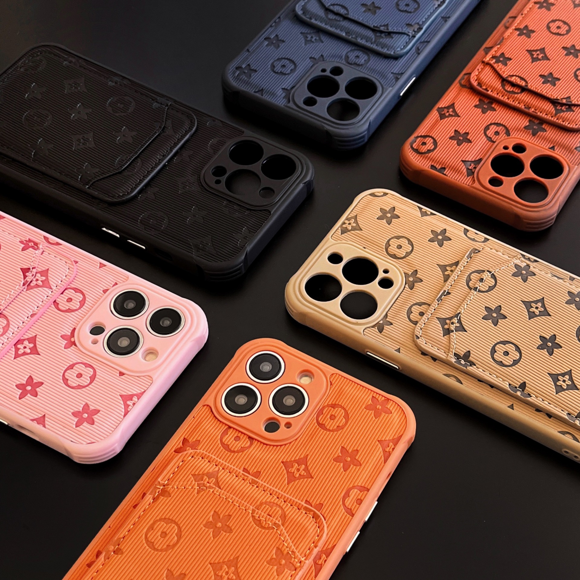 Embossed Designer Phone Cases Fashion Print flower Mobile Shell Protection Case For iphone Case 15 14 plus 13 12 11 Pro Max Xs XR X 8 7 Plus Back Cover With Card Retail