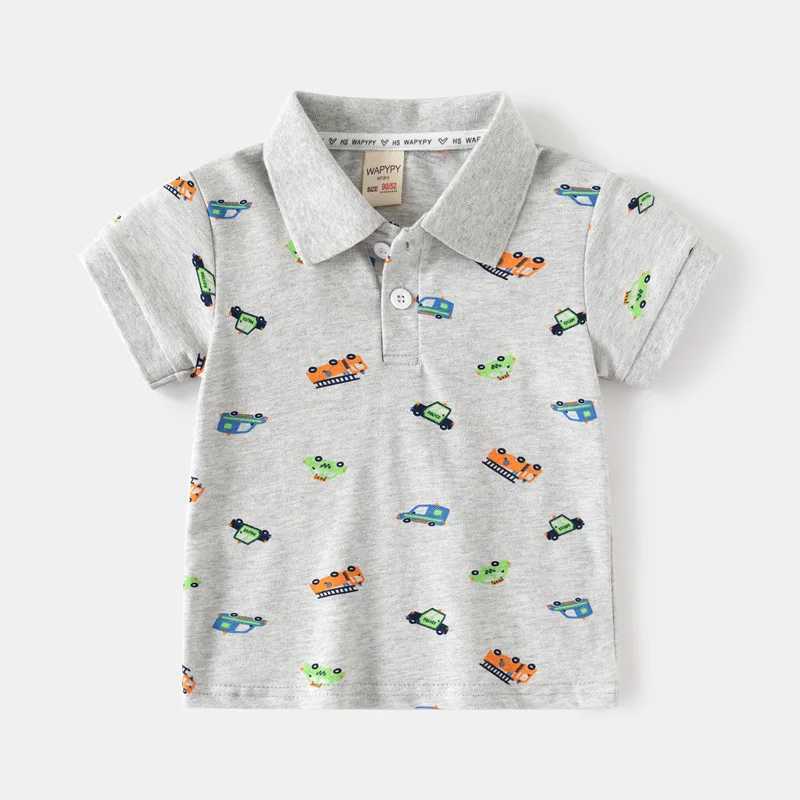 Boy polo shirt short sleeved summer car childrens top wearing childrens T-shirt soft boy shirt childrens clothing W241223