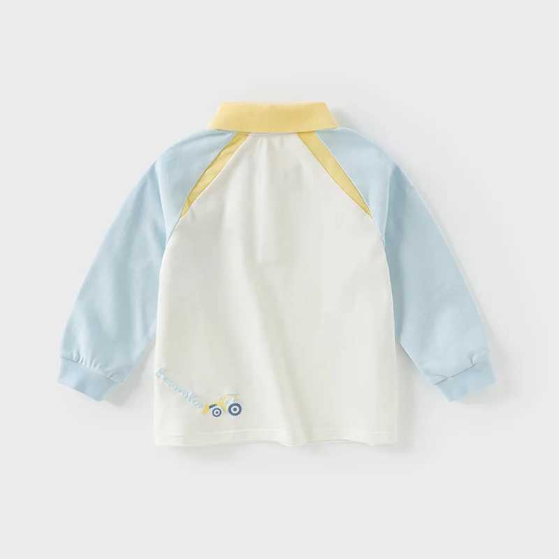 Dave Bella Spring/Autumn Boys Polo Shirt Long Sleeve Casual Cotton T-shirt Childrens Sky Blue Outdoor Polo Shirt Top DB1250265 W241223