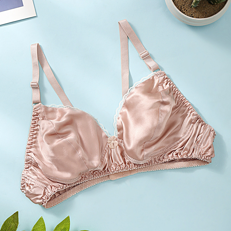 Thin silk bra double-sided mulberry silk bra seamless bra womens plus size breathable bra no sponge no steel ring 201202