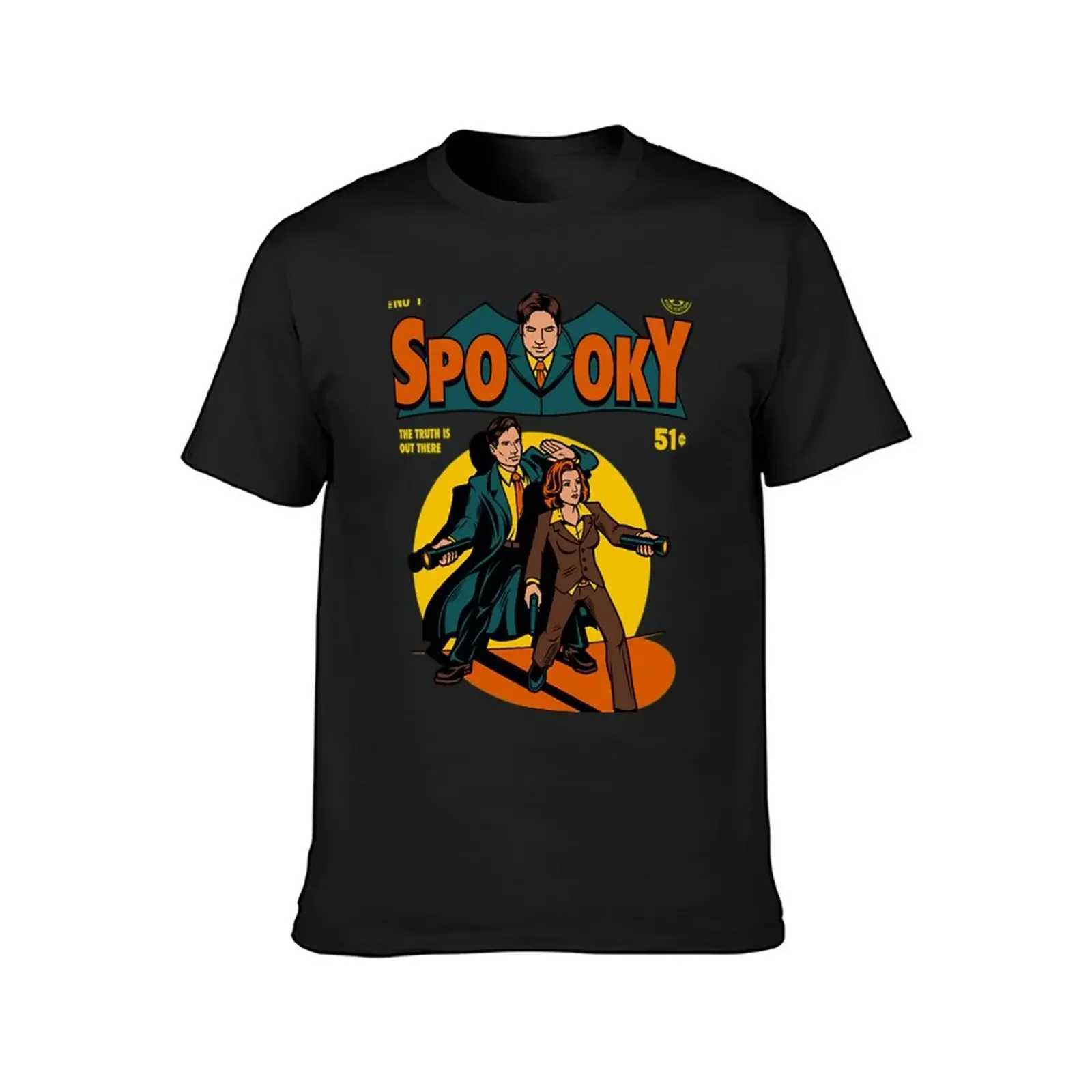 X-Files T-ShirtSpooky Manga Cute T-Shirt Top T-shirt Aesthetics Quick Drying Pure Black T-shirt W241223