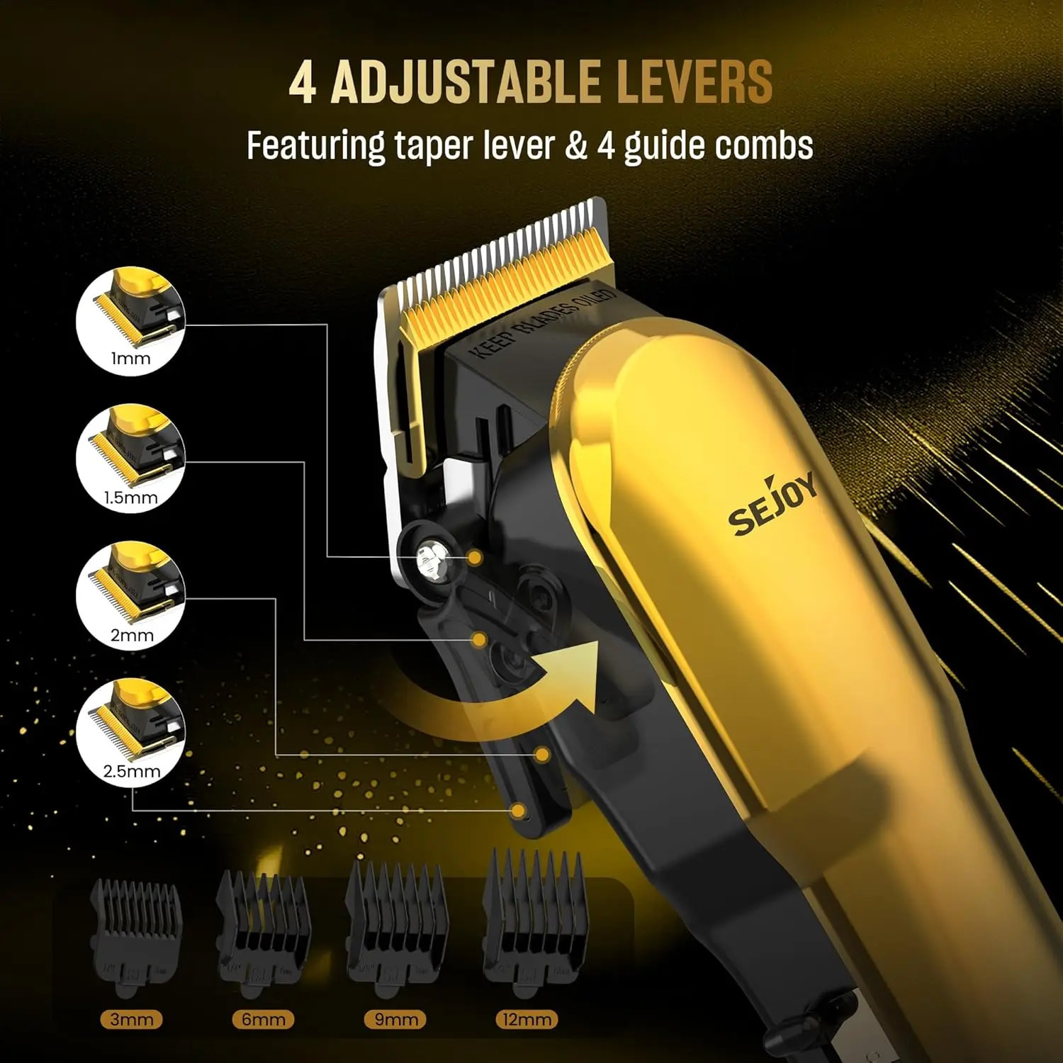Sejoy Hair Clippers for Men Professional Hair Trimmer Cordless Barber Hair Grooming Kit Beard Trimmer Home Haircut Machine 241224