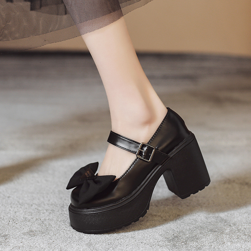Heeled High Ddmywed Small Leather New Spring And Autumn Season JK Clothing Plus Size Mary Jane Butterfly Bow Single Shoes For Women Chinese Brand F Dd