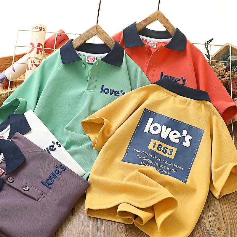 Childrens Summer Polo Shirt 2024 New Boys Short Sleeve Korean Edition Medium Large Childrens Top W241223
