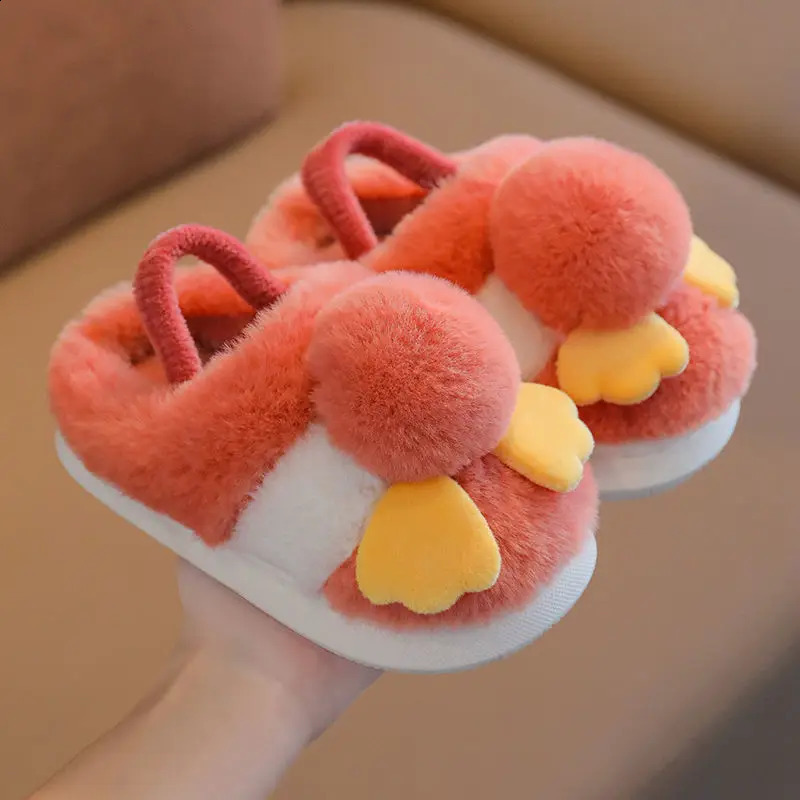 1-3Years Children Winter Thick Slippers Kids Cotton-padded Shoes Baby Indoor Warm Slippers Girls Cute Cartoon Plush Shoes 241223