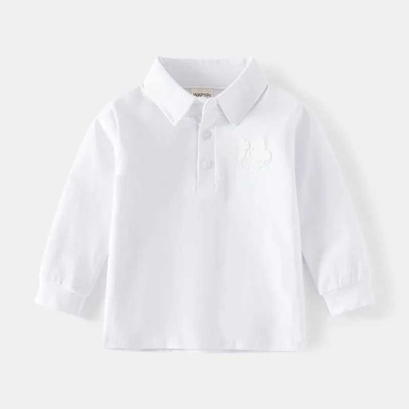 Childrens decal long sleeved T-shirt for spring and autumn boys loose casual polo shirt breathable cotton suitable for ages 3-8 W241223