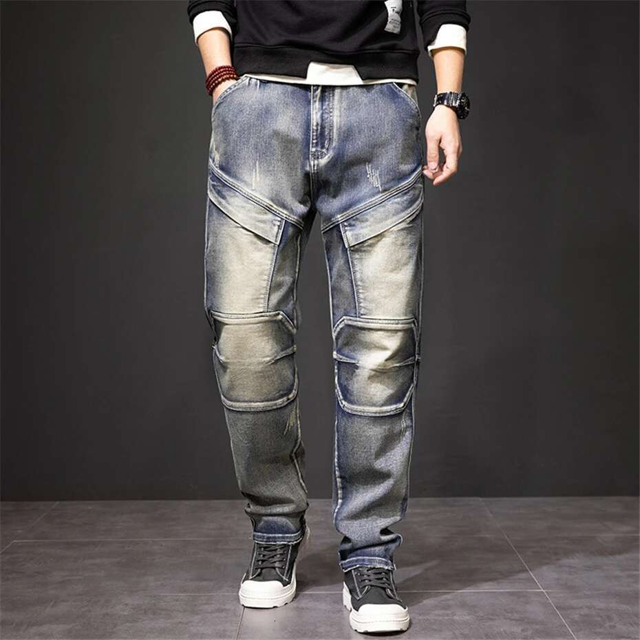 Autumn and Winter New Fashion Street Men's Retro Punk Jeans Large Size 42 44