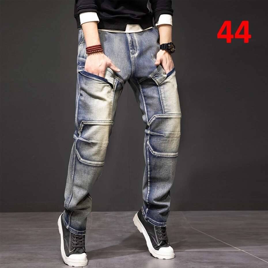 Autumn and Winter New Fashion Street Men's Retro Punk Jeans Large Size 42 44