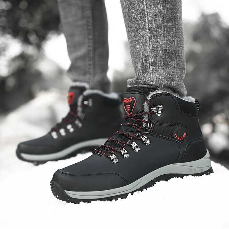 Outdoor Non-slip Man Snow Boots Thickened Warm Men Casual Shoes Winter Hiking Shoes Plus Velvet Large Size Waterproof Boots 241228