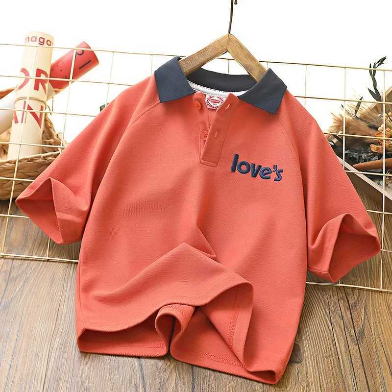 Childrens Summer Polo Shirt 2024 New Boys Short Sleeve Korean Edition Medium Large Childrens Top W241223