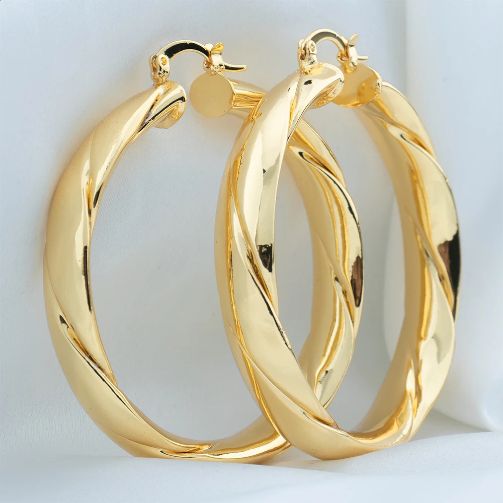 Big Earrings for Women Punk Fashion 60mm Diameter Gold Plated Hoop Earrings Daily Wear Statement Earrings Jewelry Accessory 241224