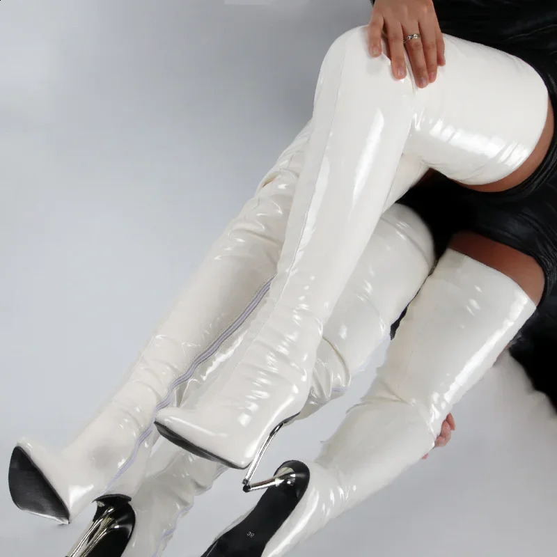 Patent Leather Over The Knee Boots Ladies High Heels Large Size Sexy Thigh High Boots Stiletto Women Boots Botas Mujer 241224