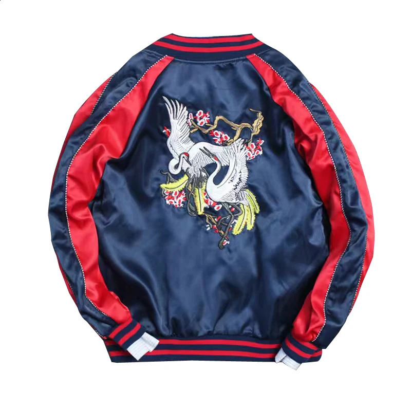 Japanese spring autumn ins crane y jacket female Yokosuka couple baseball uniform student contrast color youth 241218