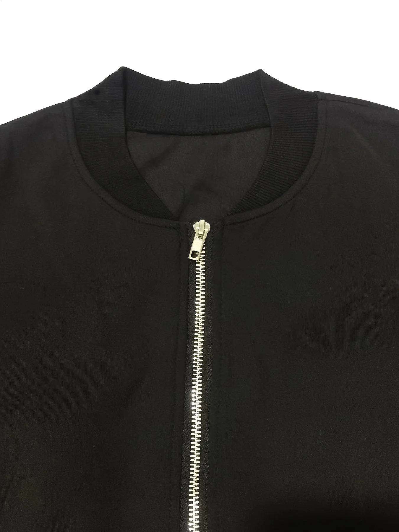 Solid Color Zip Up Jacket Elegant Long Sleeve Baseball Collar For Spring Fall Womens Clothing 241218